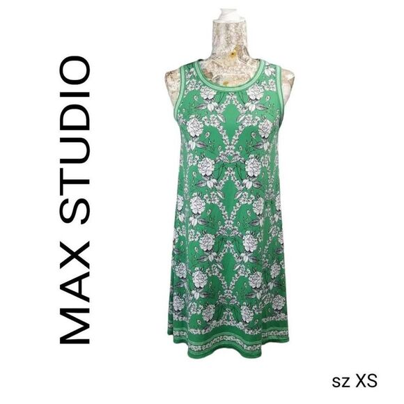 Max Studio Green Floral Sleeveless Sheath Dress - Picture 2 of 8